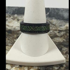 Tungsten size 9.5 ring w/ green inlay